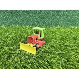 Vintage Playart Bulldozer Diecast Toy Red Green Yellow Hong Kong Construction